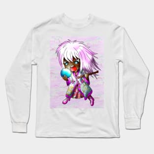 Angry pink haired chibi dark elf with broken magic orb Long Sleeve T-Shirt